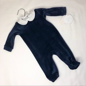 Edgehill Collection Newborn Blue Velvet Onesie